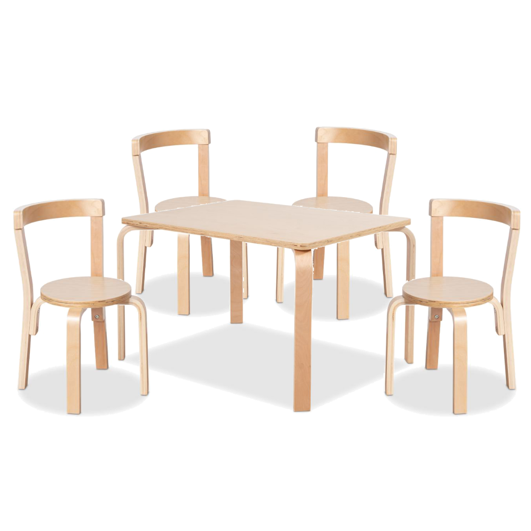 Hudson Natural Rectangular Four Seater Chair Set
