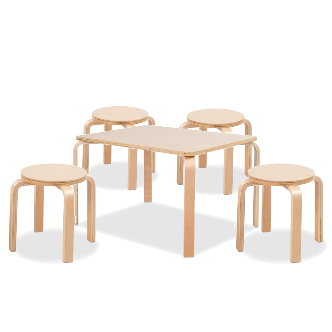 Hudson Natural Rectangular Four Seater Stool Set
