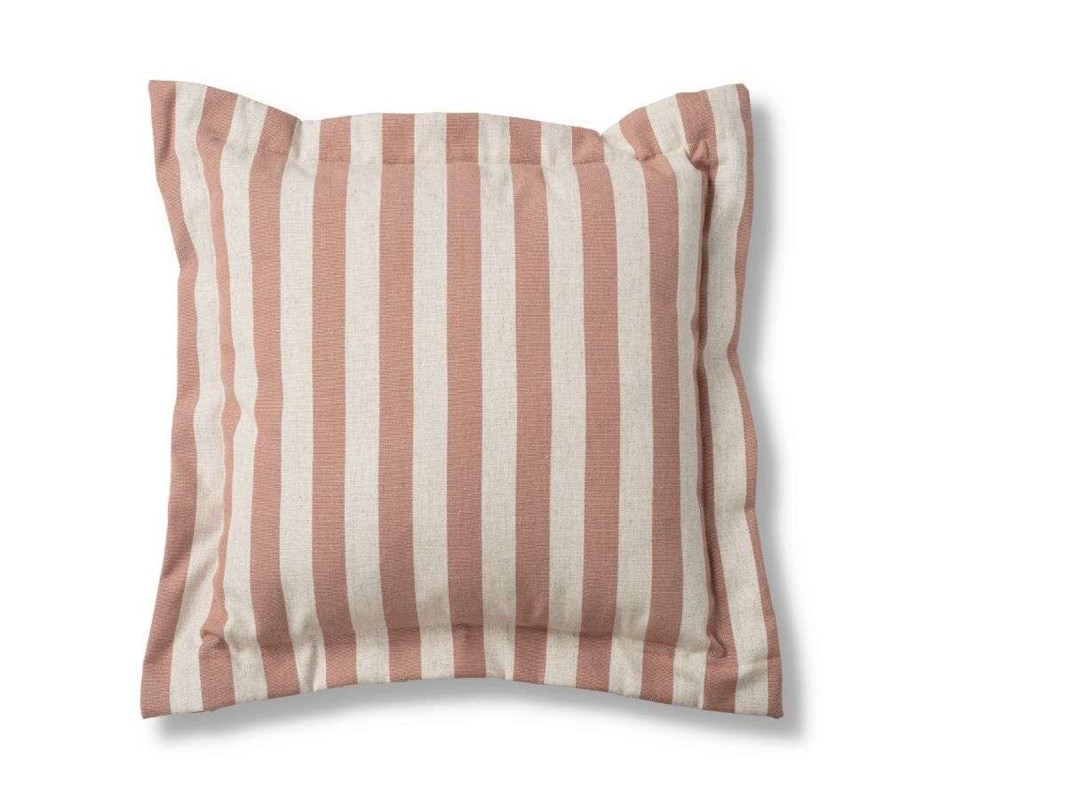 Eva Linen Blend Thick Stripe Cushion - Rose Tan