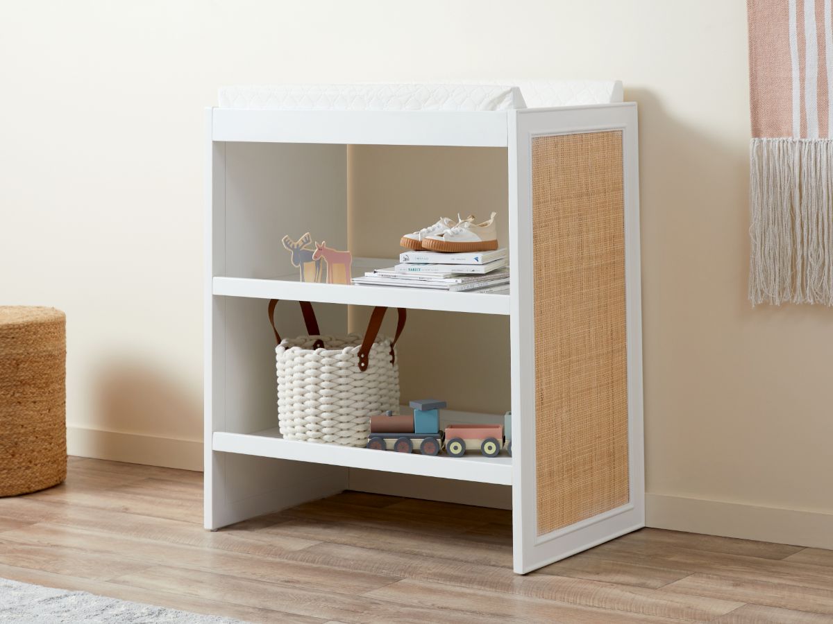 Alexandria Rattan Change Table - White/Natural