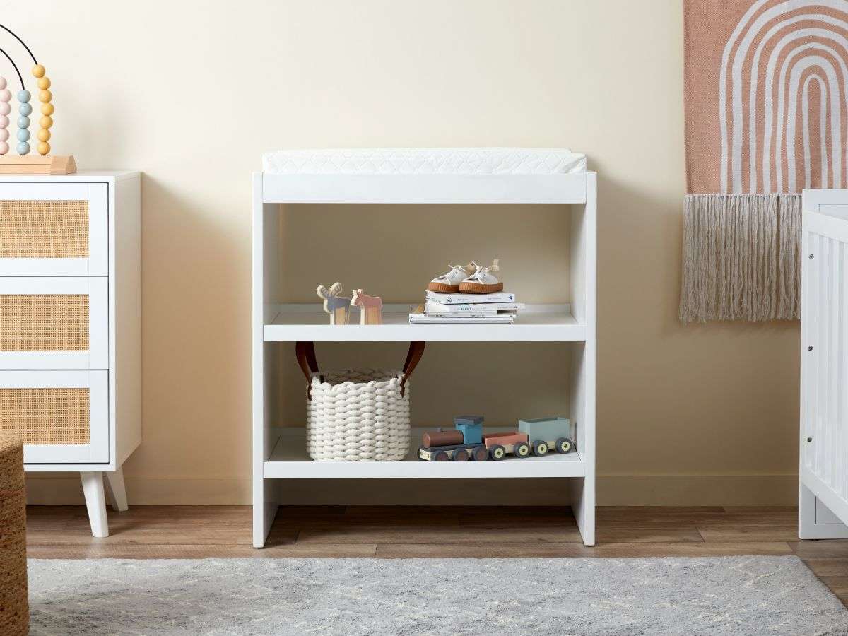 Alexandria Rattan Change Table - White/Natural