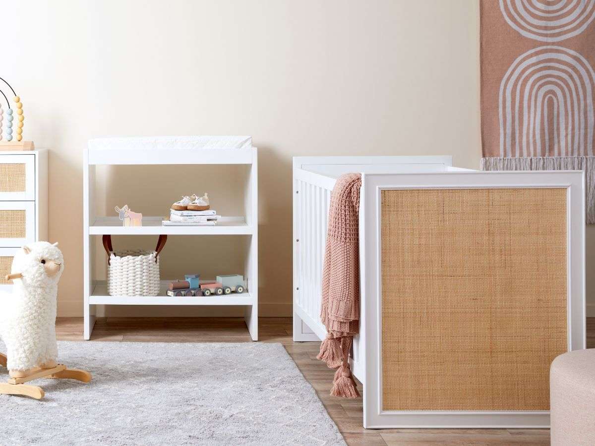 Alexandria Rattan Change Table - White/Natural