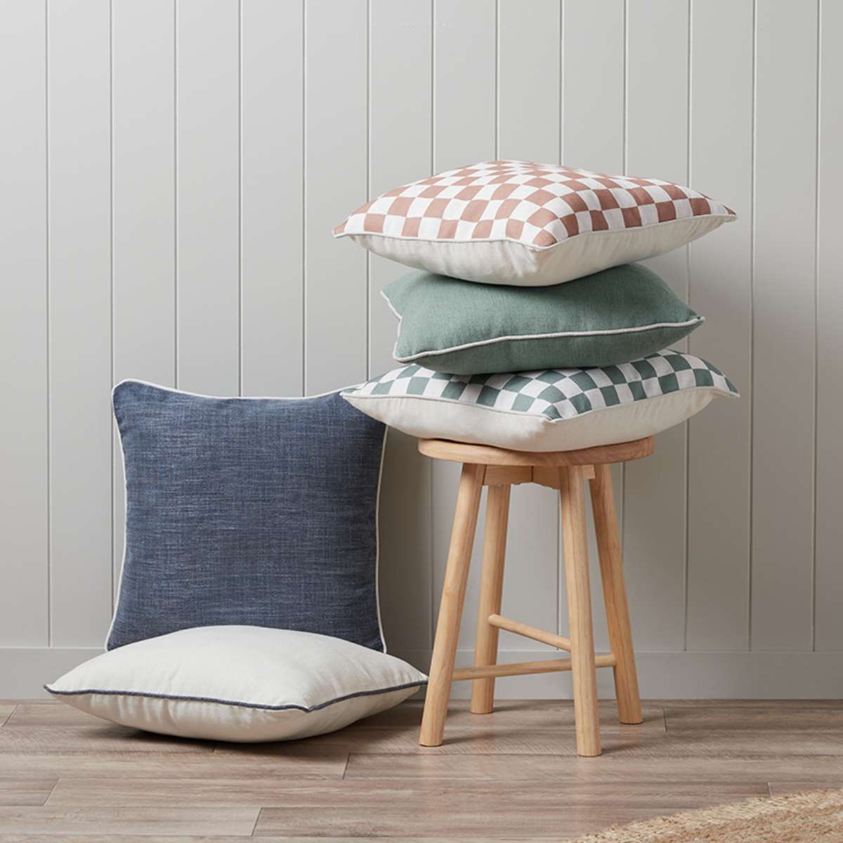Mocka Piped Cushion - Sage/Natural