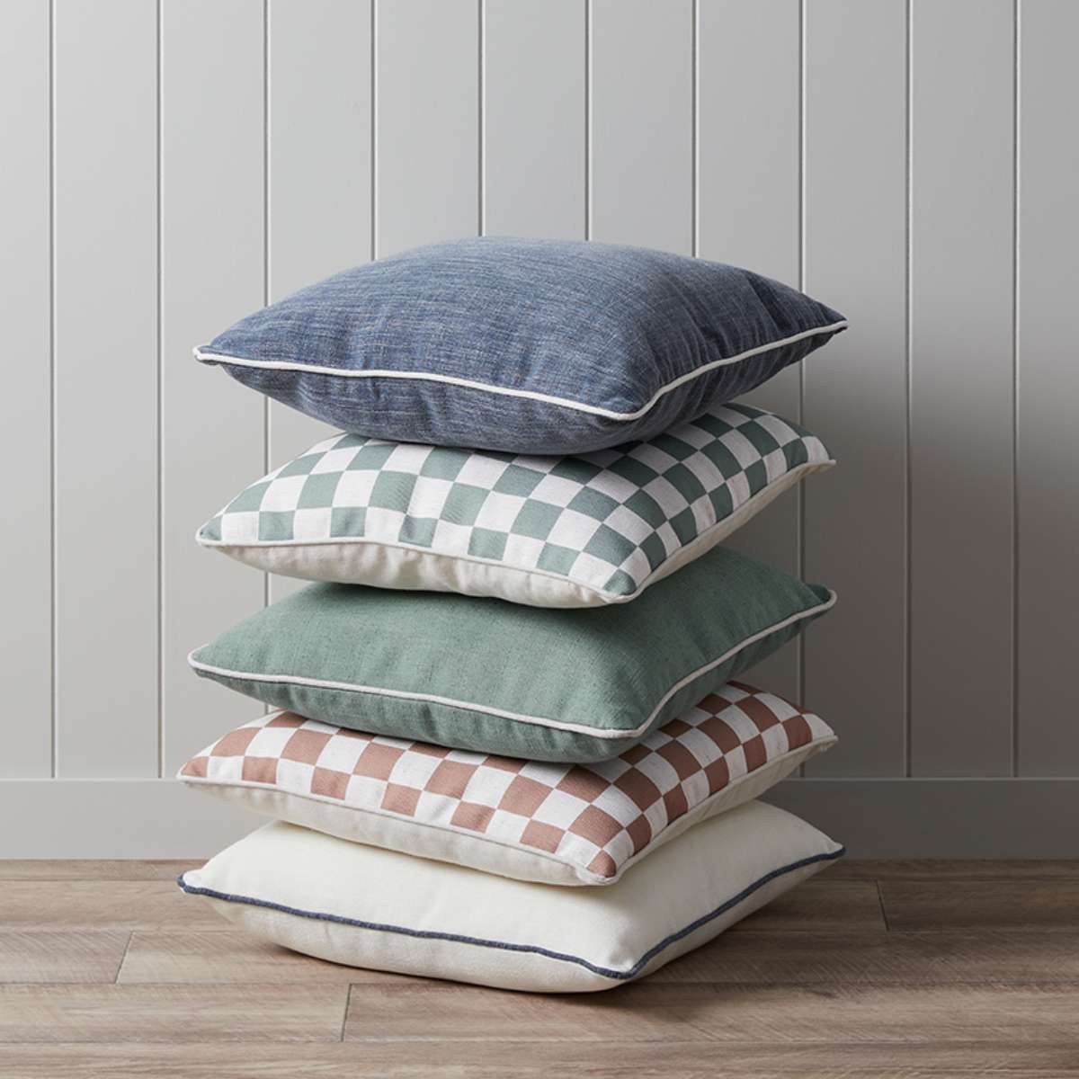 Mocka Piped Cushion - Sage/Natural