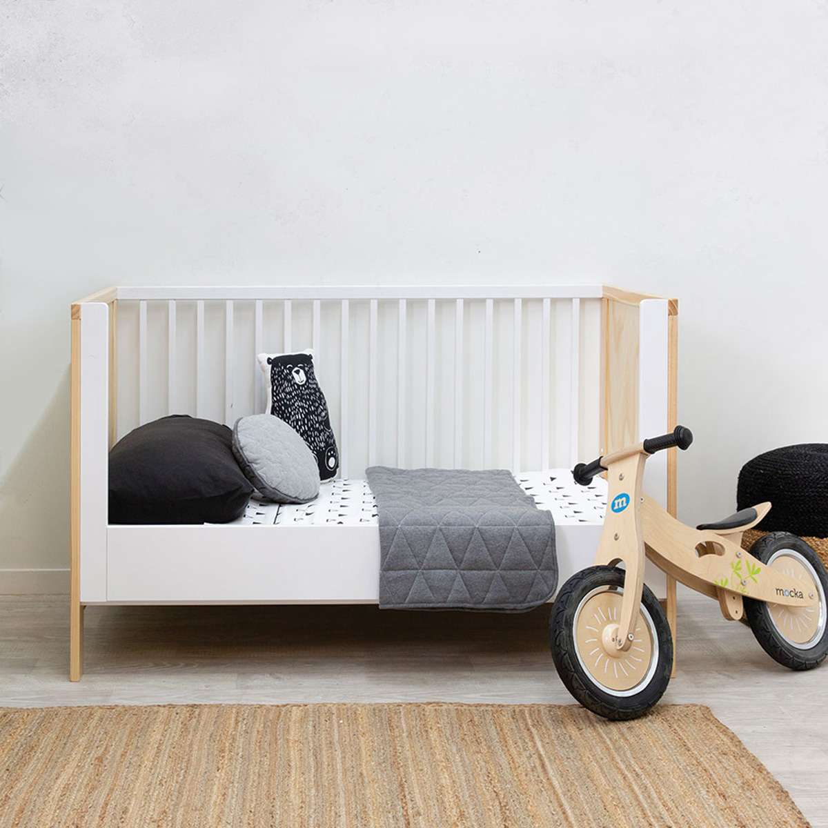 Mocka Cot Toddler Bed Conversion - White