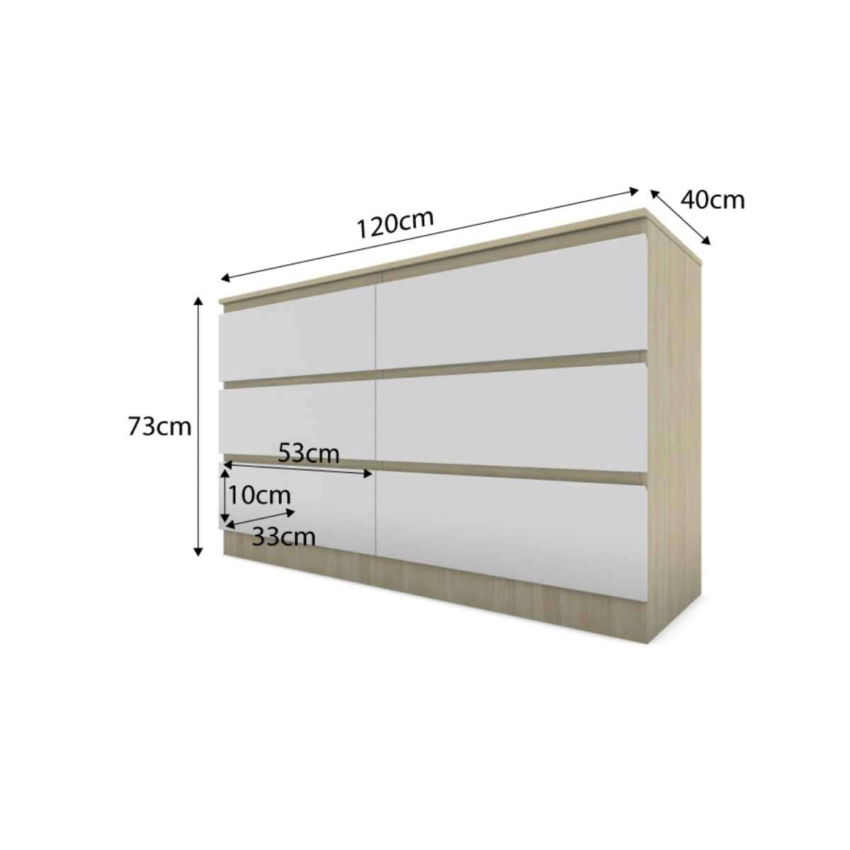 Jolt Six Drawer - Wide - Natural / White