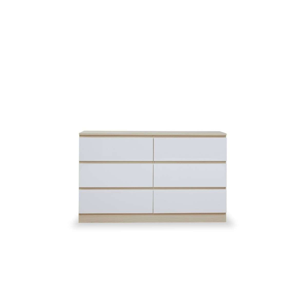 Jolt Six Drawer - Wide - Natural / White