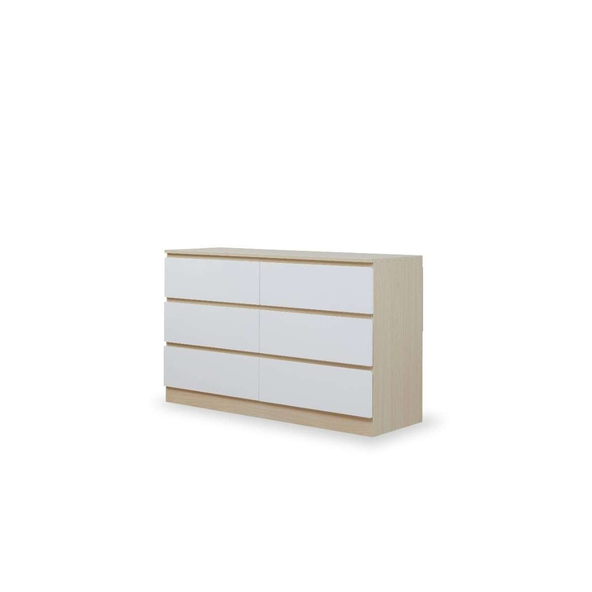 Jolt Six Drawer - Wide - Natural / White