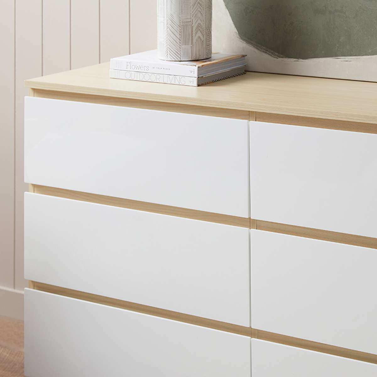 Jolt Six Drawer - Wide - Natural / White