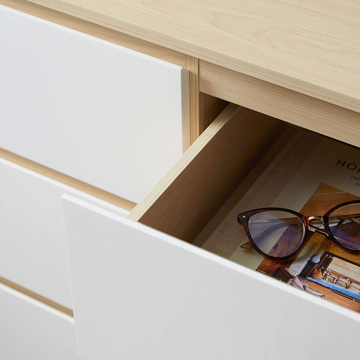 Jolt Six Drawer - Wide - Natural / White