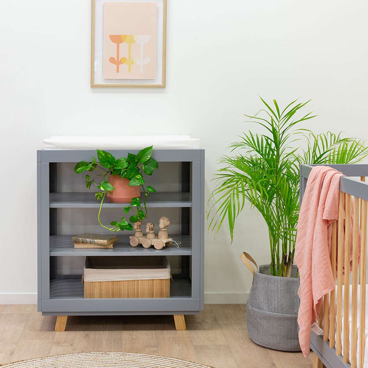 Aspen Change Table - Grey/Natural