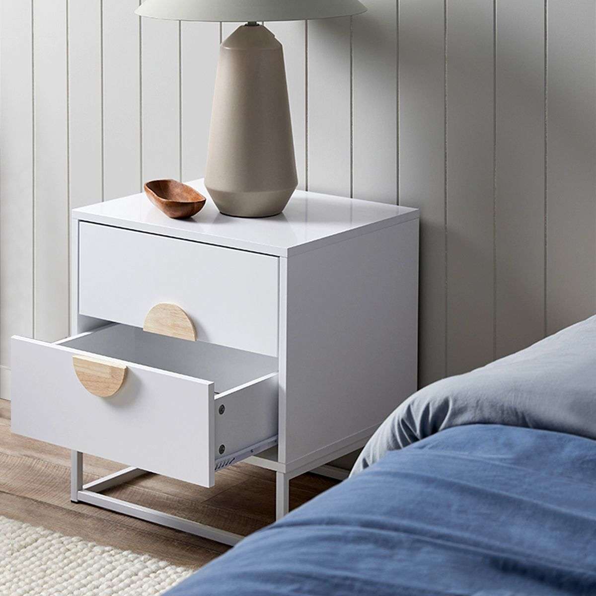 Eclipse Bedside Table - White