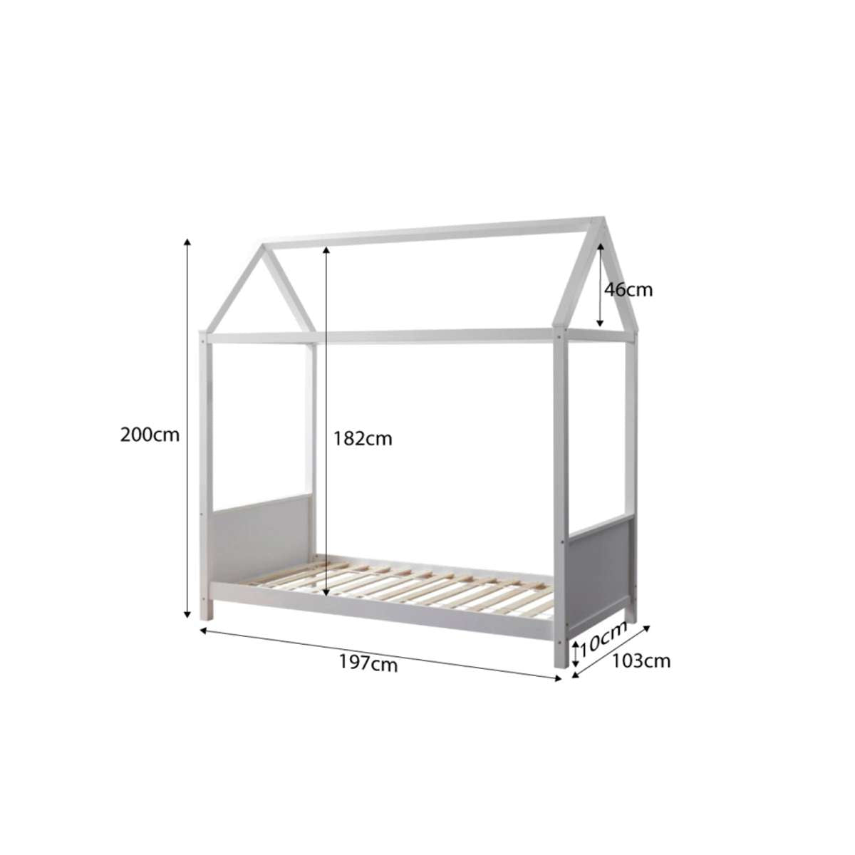 Finn Kids House Bed - Single - White