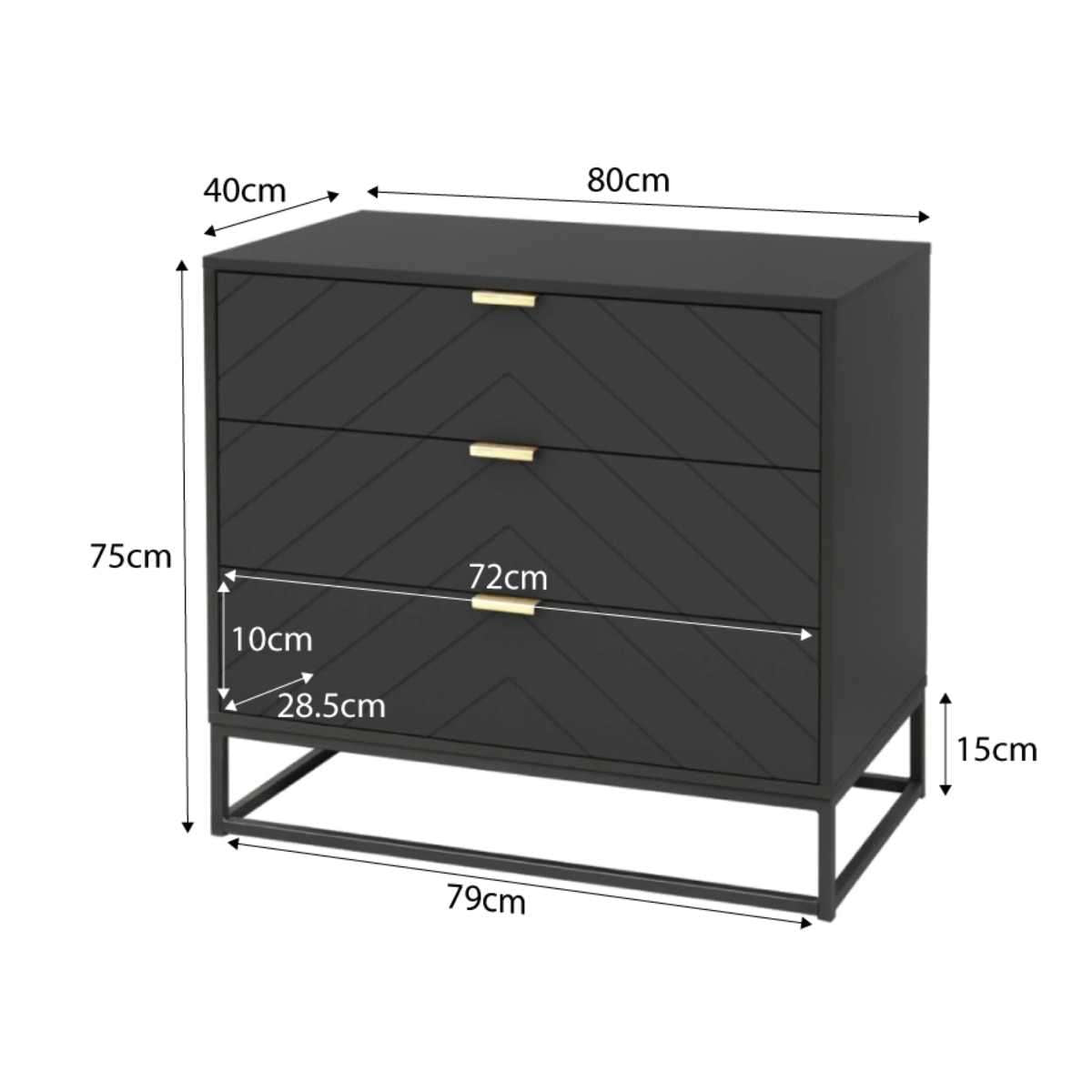 Inca Three Drawer - Black