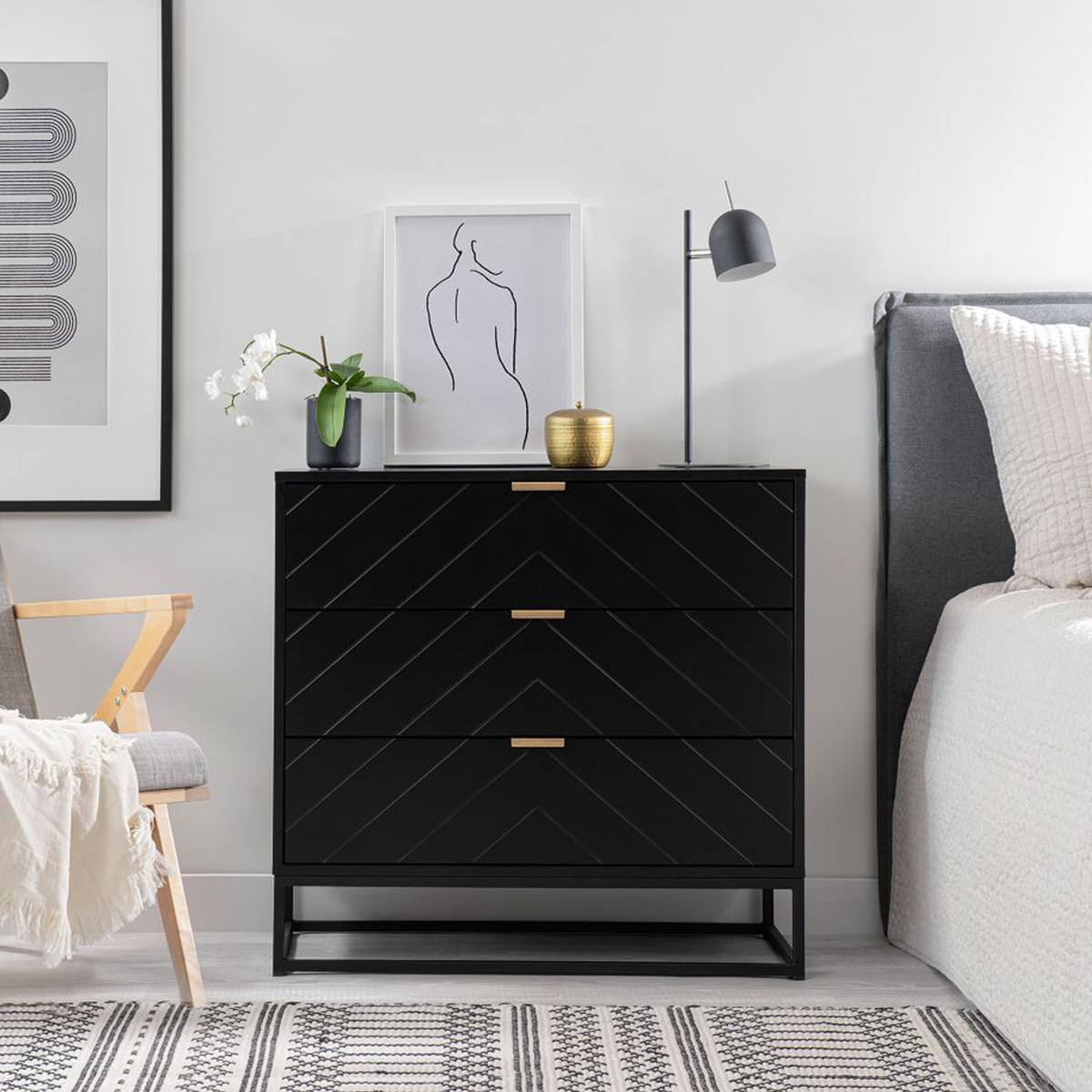 Inca Three Drawer - Black
