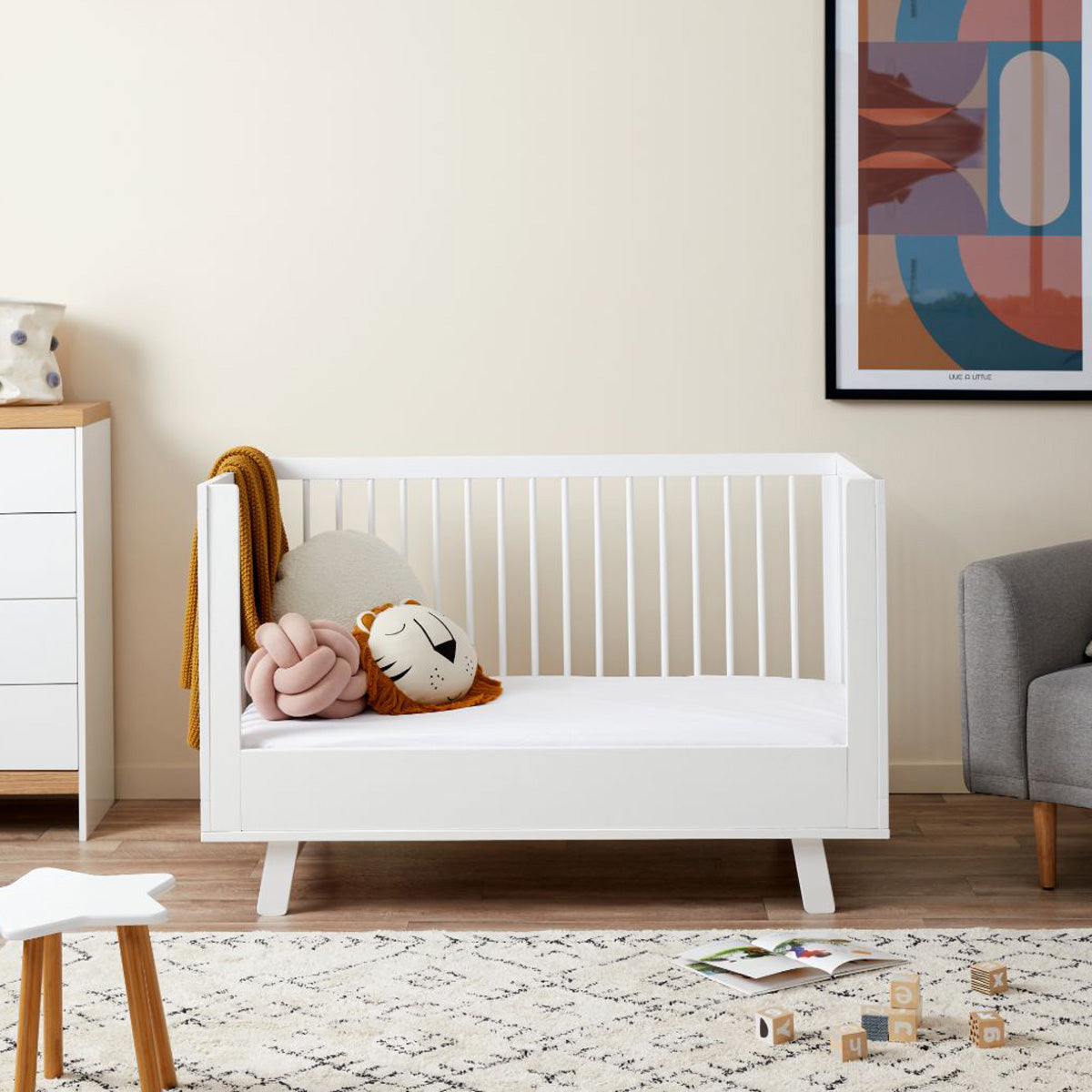 Aspen Cot Toddler Bed Conversion - White
