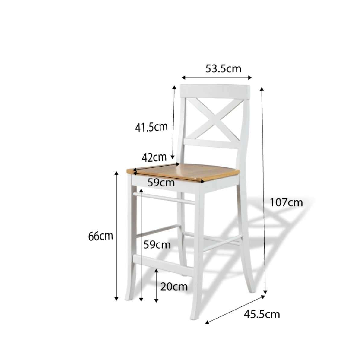 Hamptons Bar Stool - White/Natural