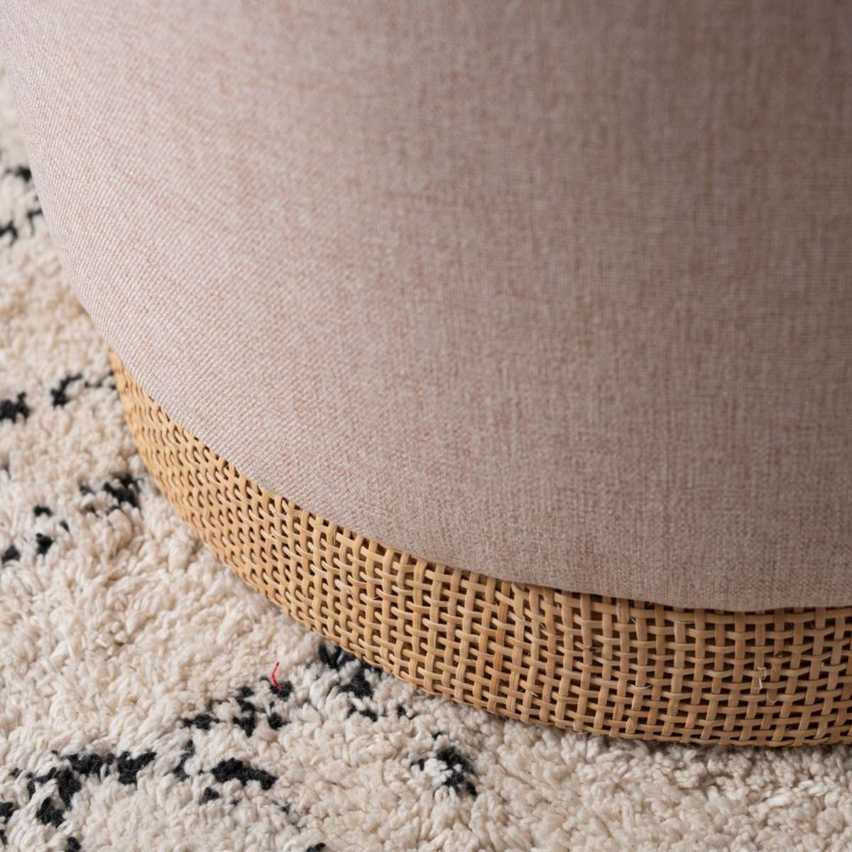 Linen Look Ottoman - Small - Blush Pink