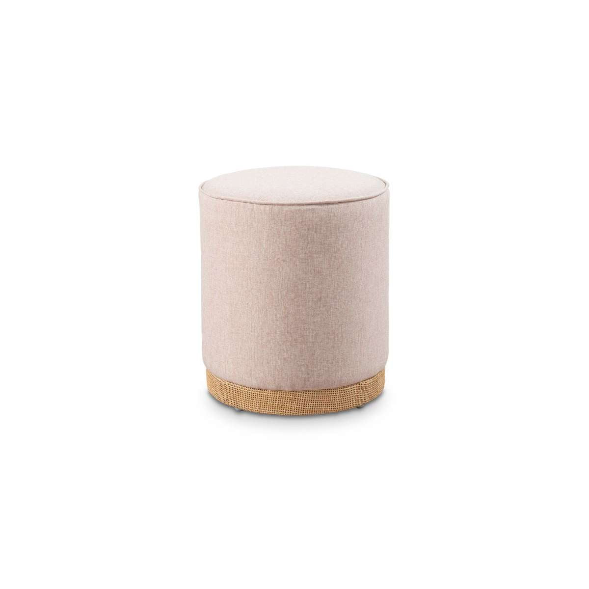 Linen Look Ottoman - Small - Blush Pink
