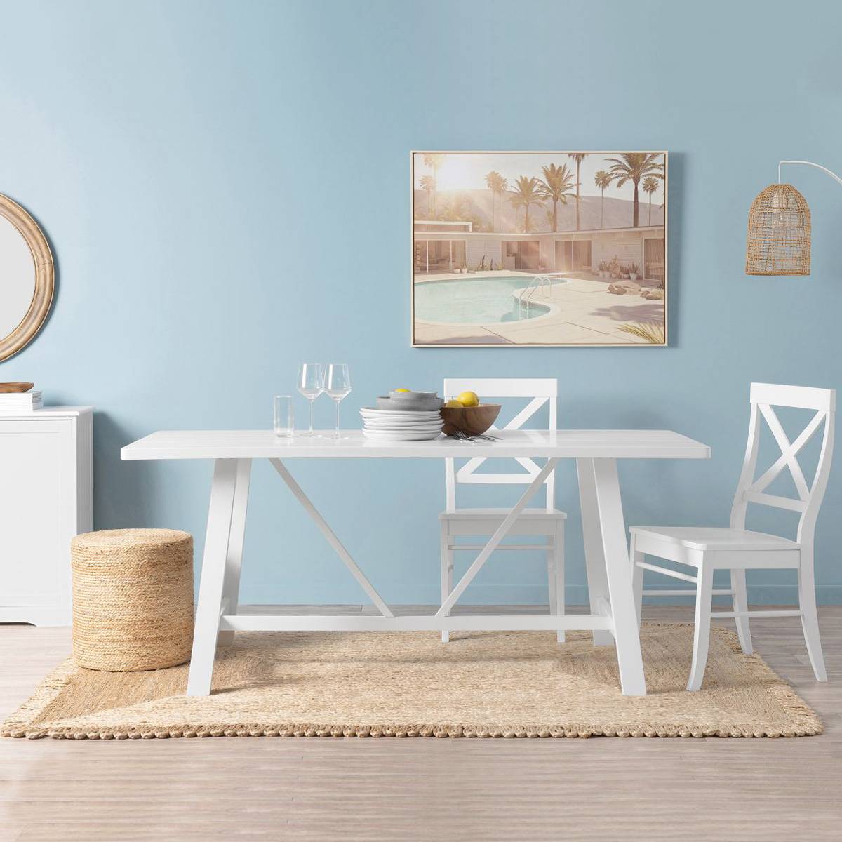 Hamptons 6 Seater Dining Table - White