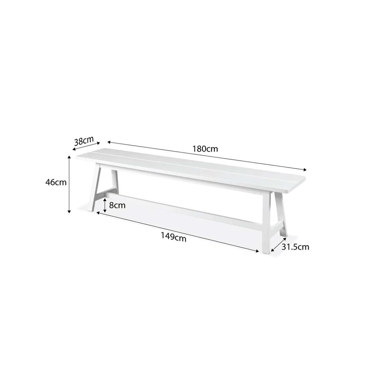 Hamptons Bench Seat - White