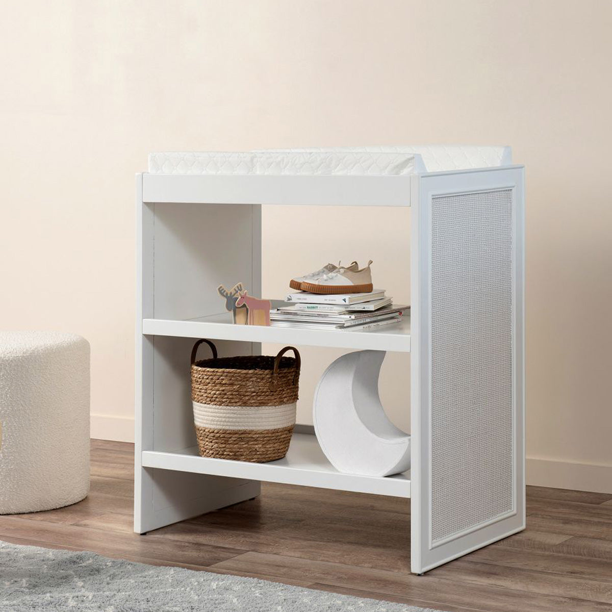 Alexandria Rattan Change Table - White