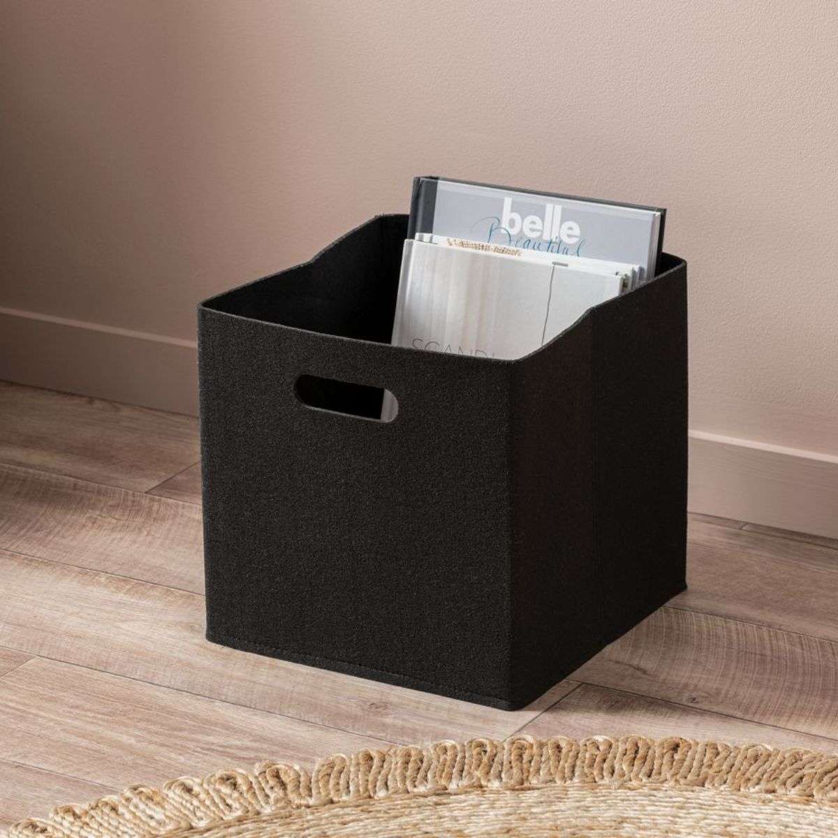 Felt Cube Basket - Black