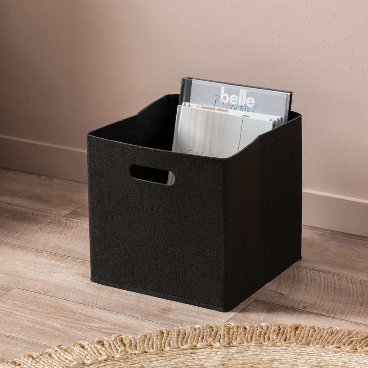 Felt Cube Basket - Black