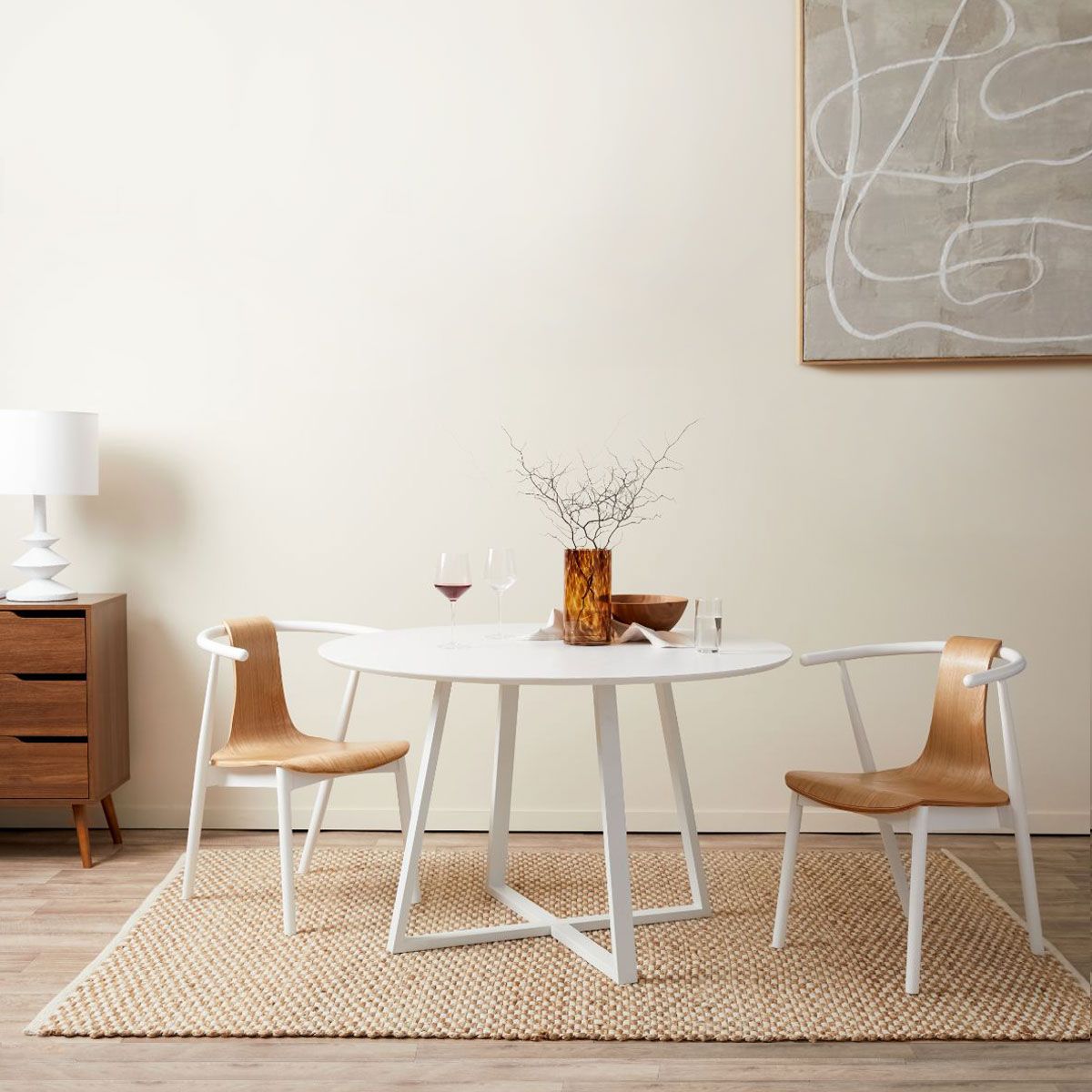 Zander 4 Seater Round Dining Table - White