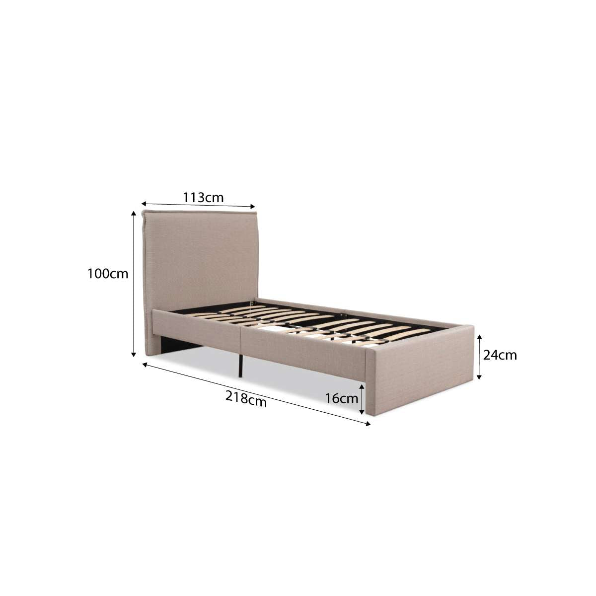 Peyton King Single Bed - Oatmeal