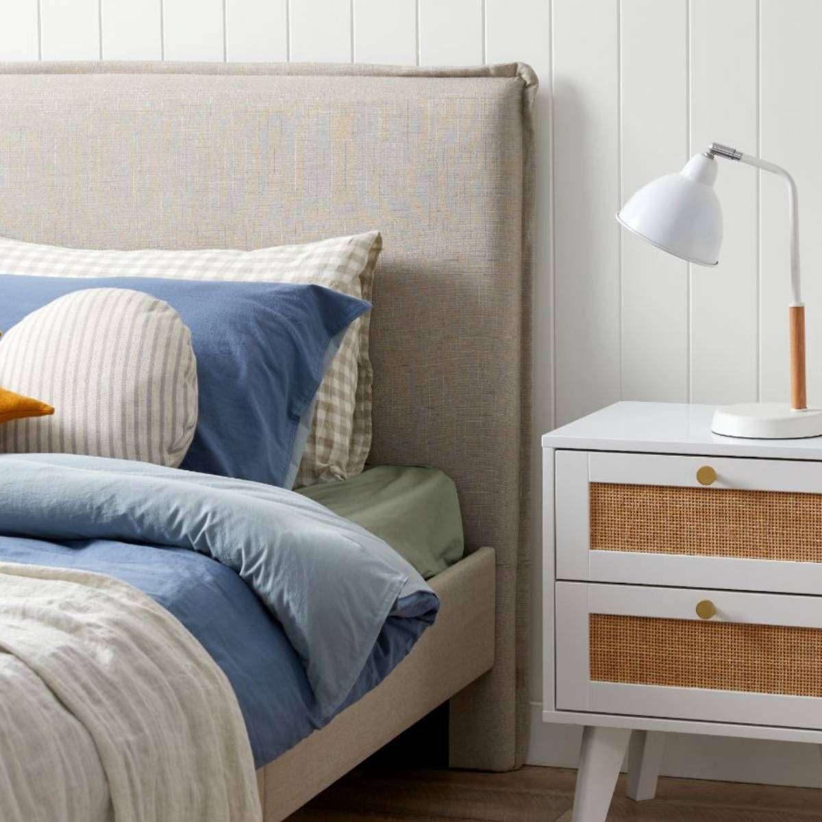 Peyton King Single Bed - Oatmeal