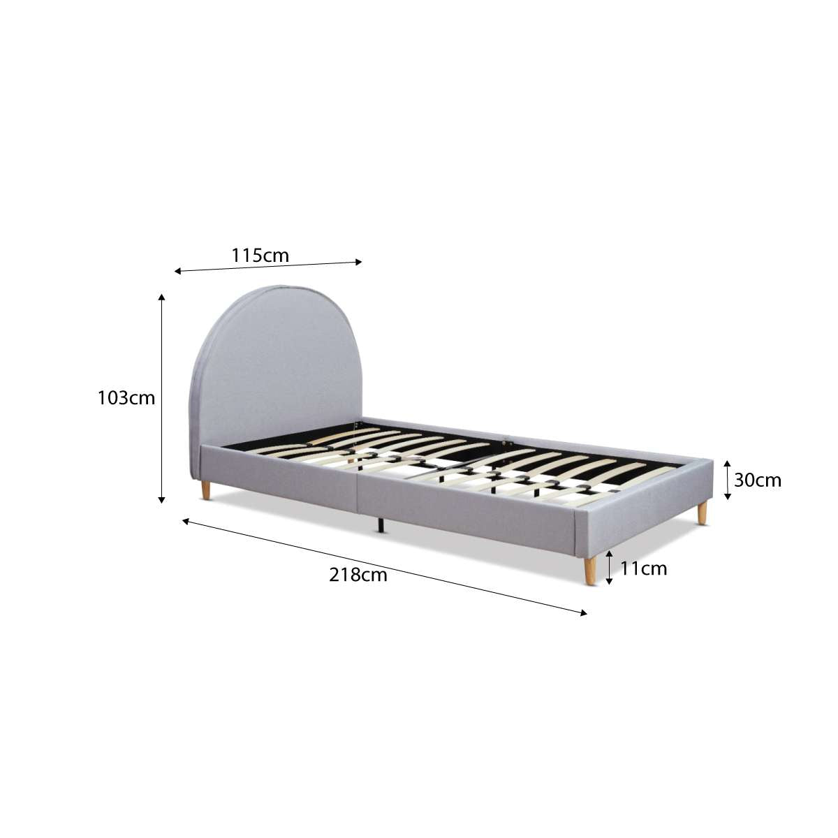Imogen King Single Bed - Light Grey
