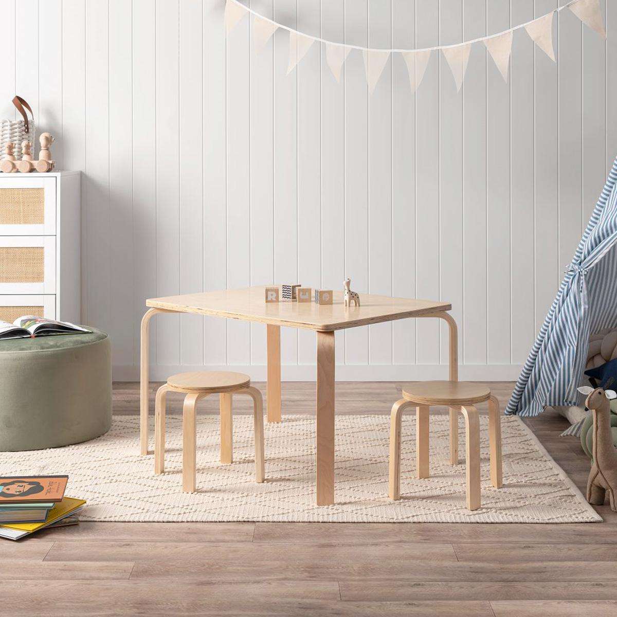 Hudson Natural Rectangular Four Seater Stool Set