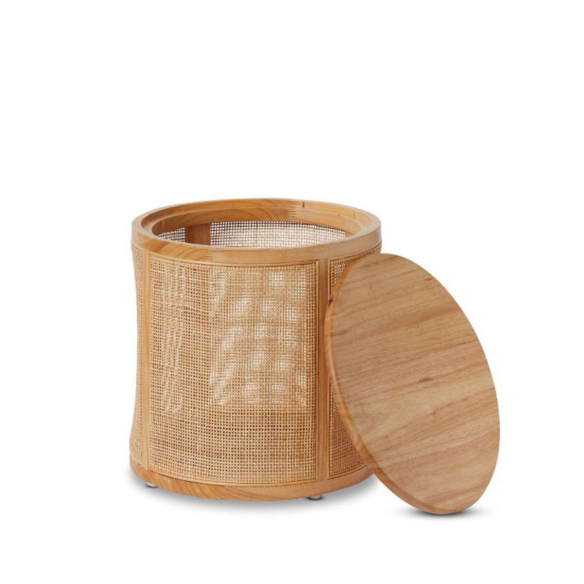 Rattan Storage Ottoman - Natural