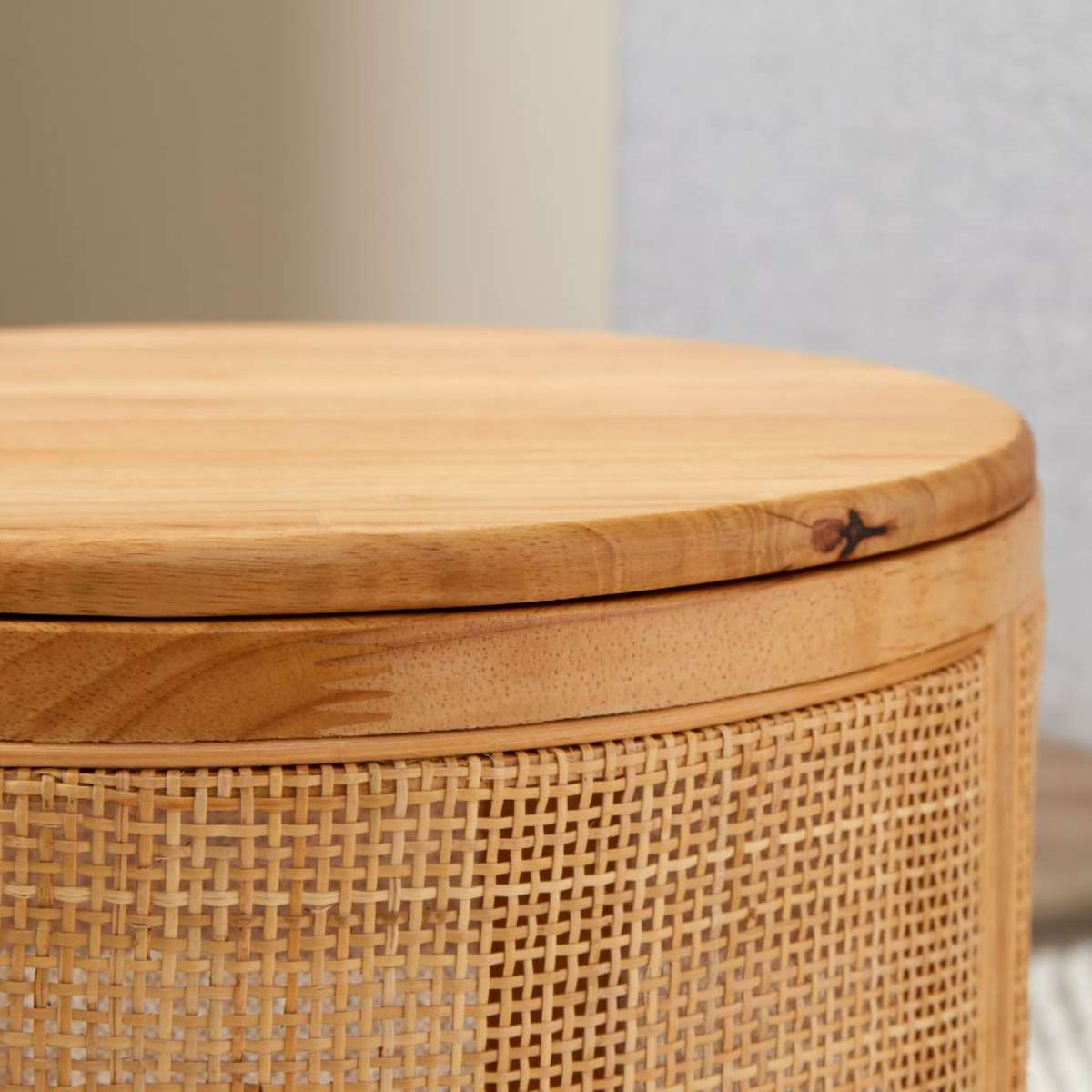 Rattan Storage Ottoman - Natural