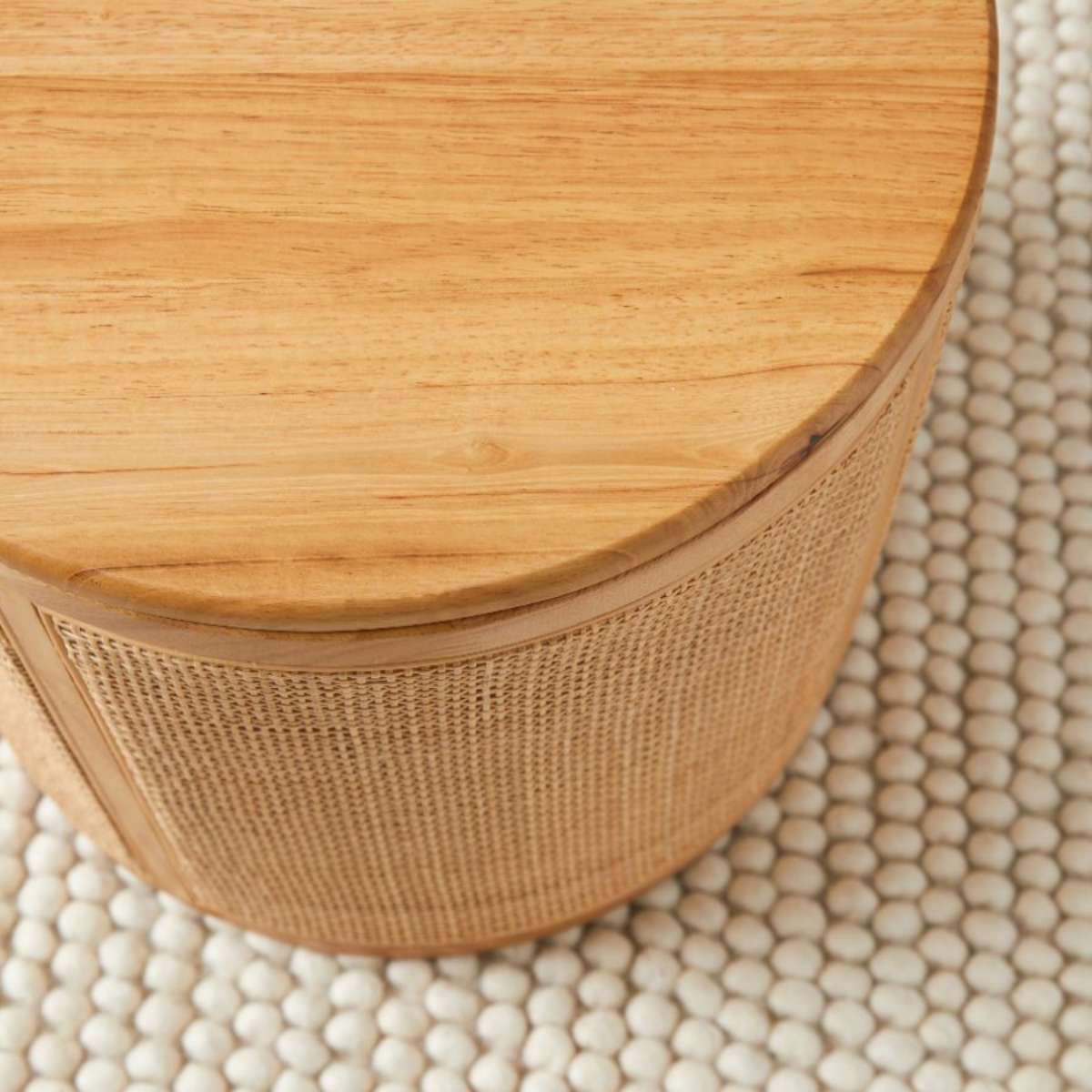 Rattan Storage Ottoman - Natural