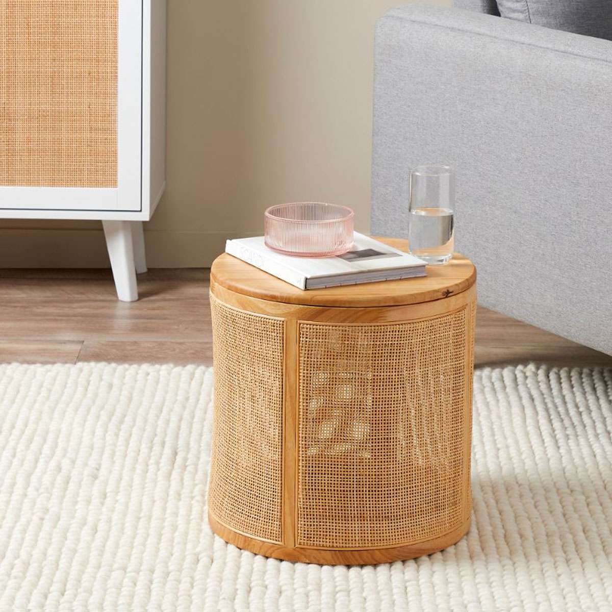 Rattan Storage Ottoman - Natural