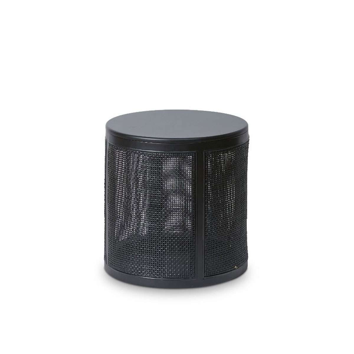 Rattan Storage Ottoman - Black