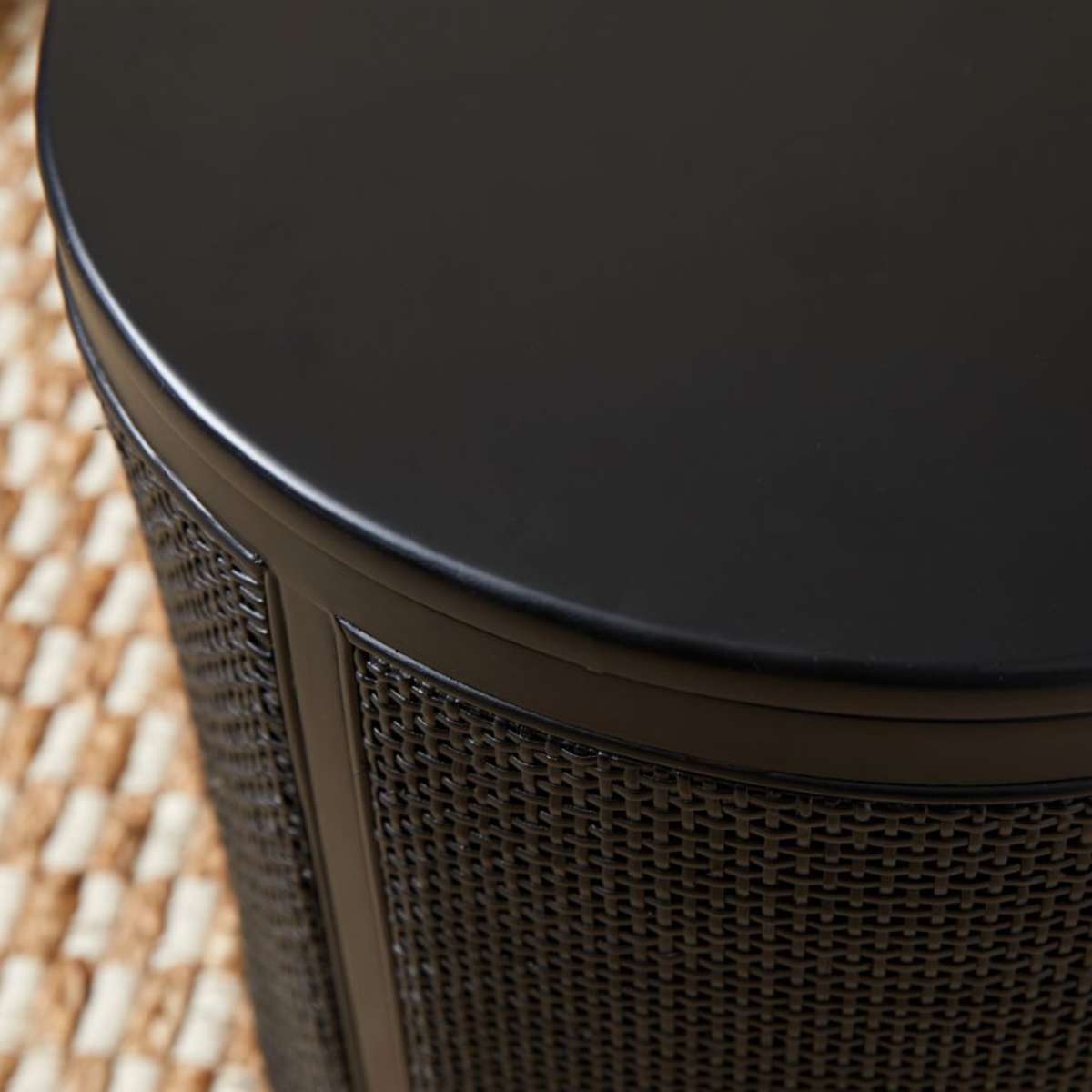 Rattan Storage Ottoman - Black