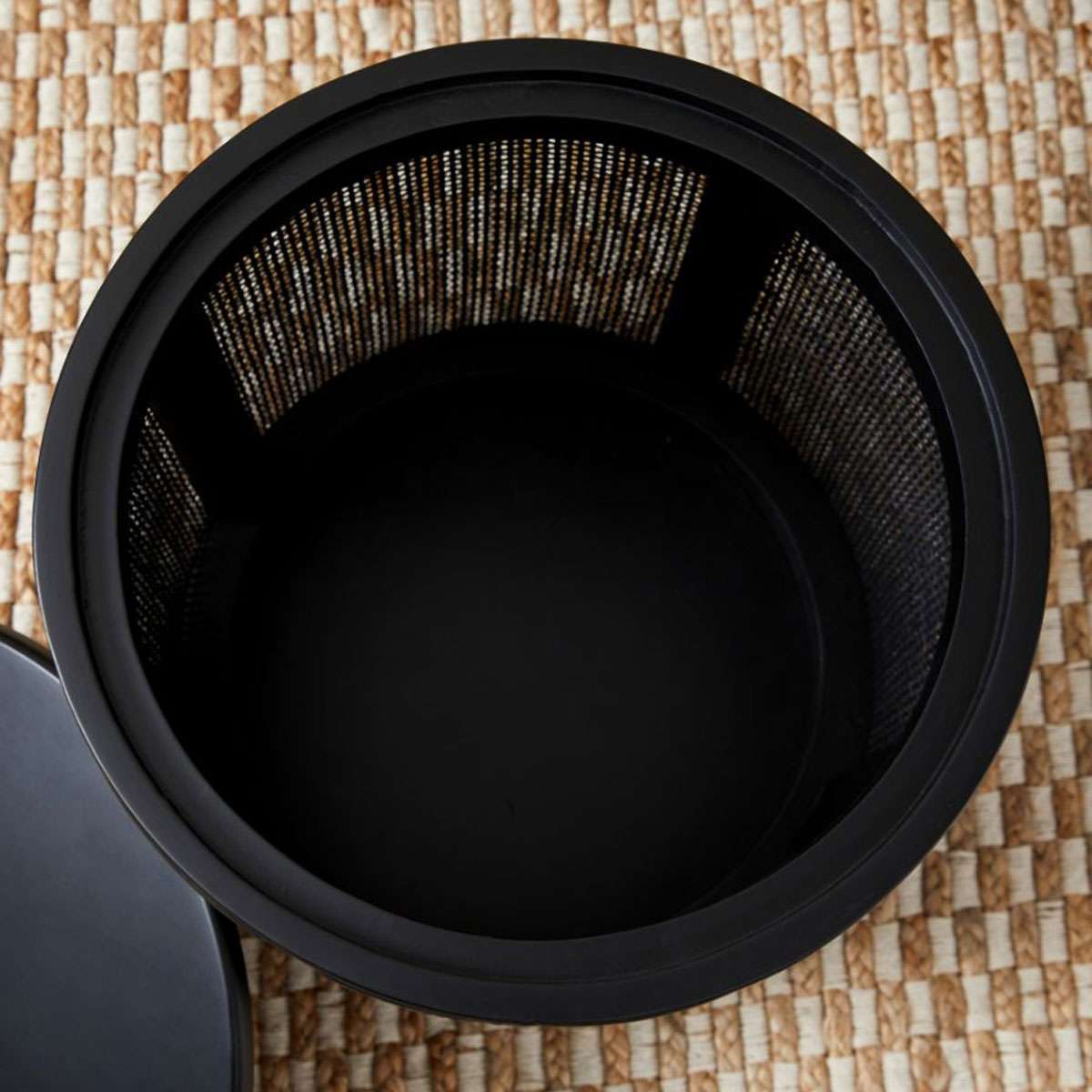 Rattan Storage Ottoman - Black