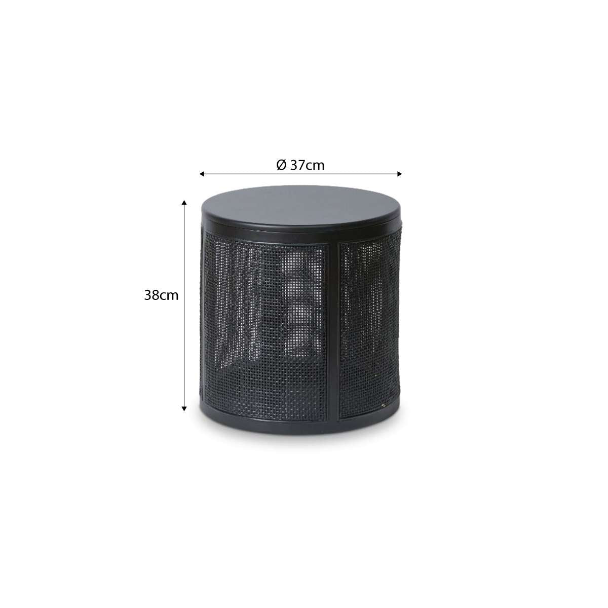 Rattan Storage Ottoman - Black