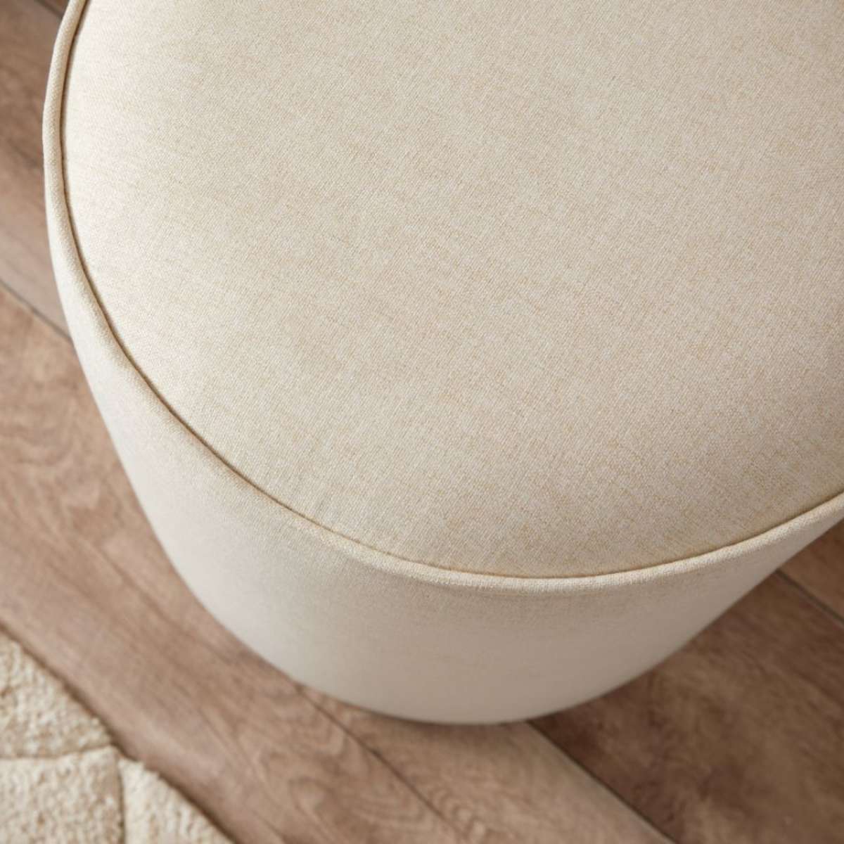 Linen Look Ottoman - Small - Natural
