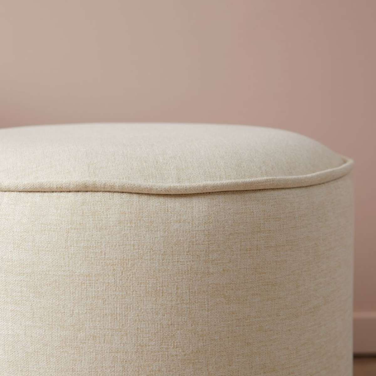 Linen Look Ottoman - Small - Natural