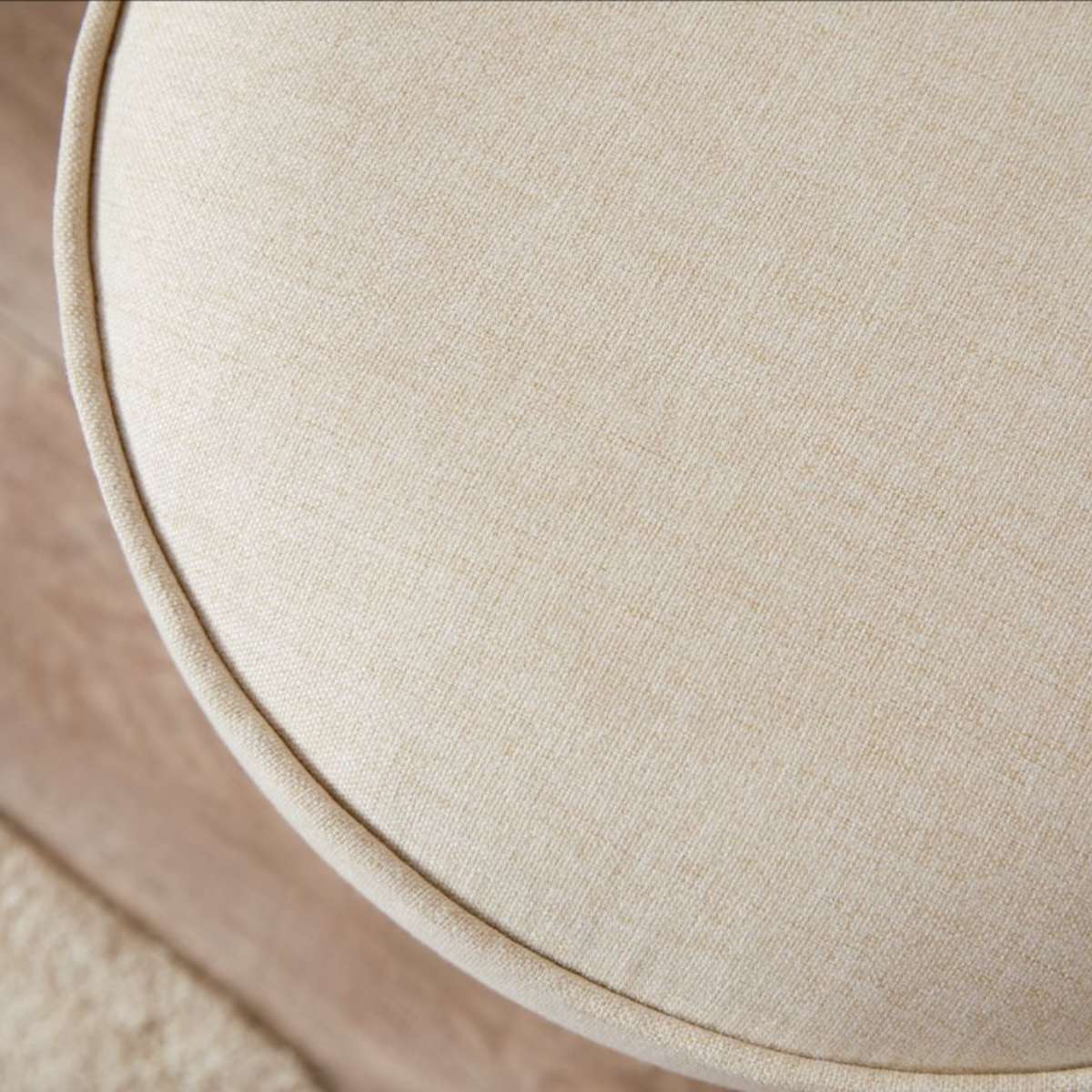 Linen Look Ottoman - Small - Natural