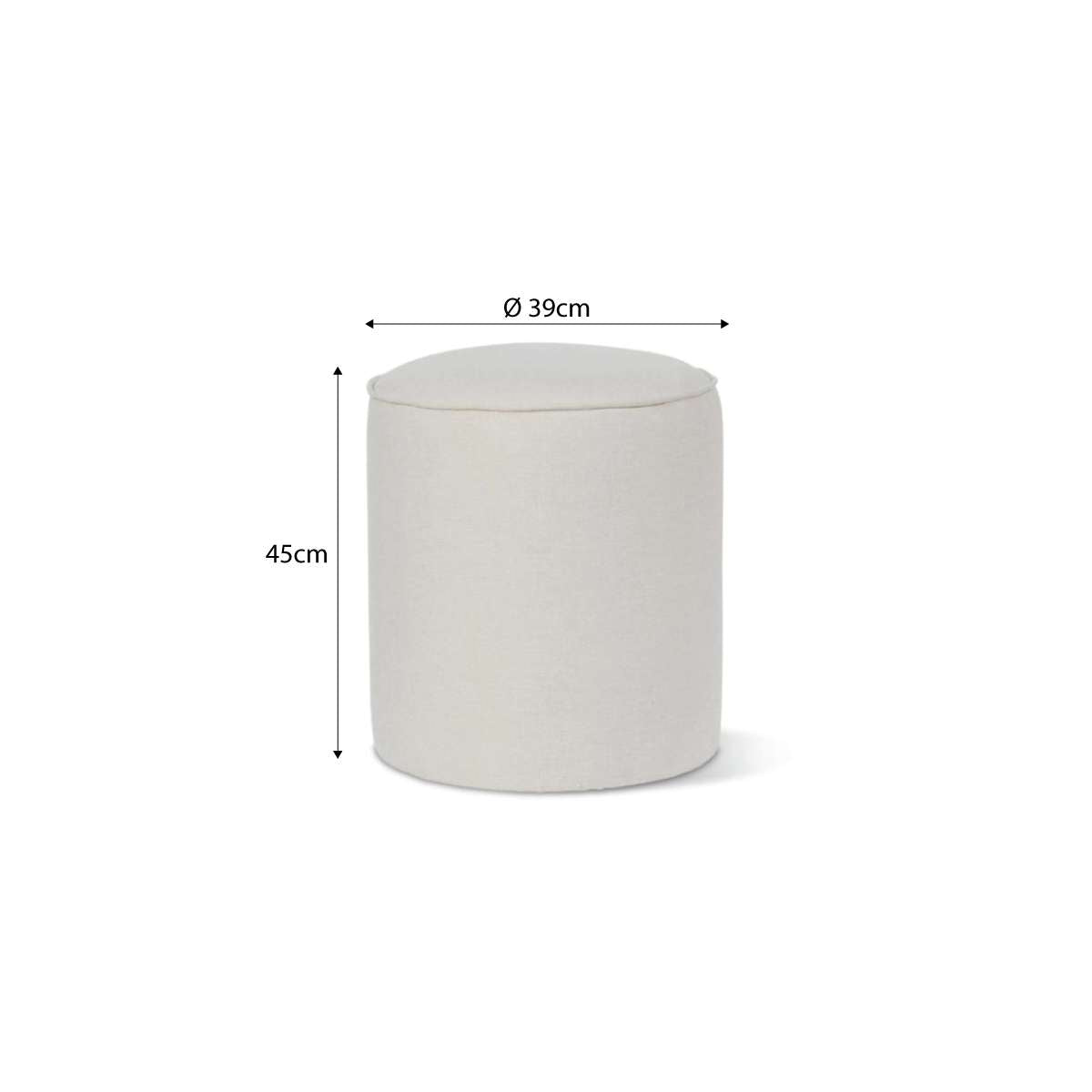 Linen Look Ottoman - Small - Natural