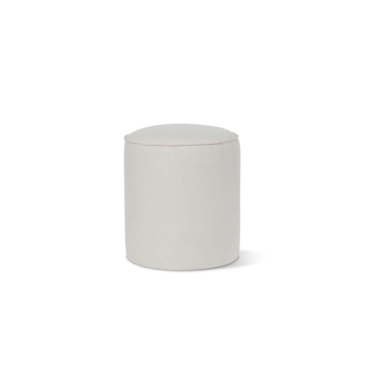 Linen Look Ottoman - Small - Natural