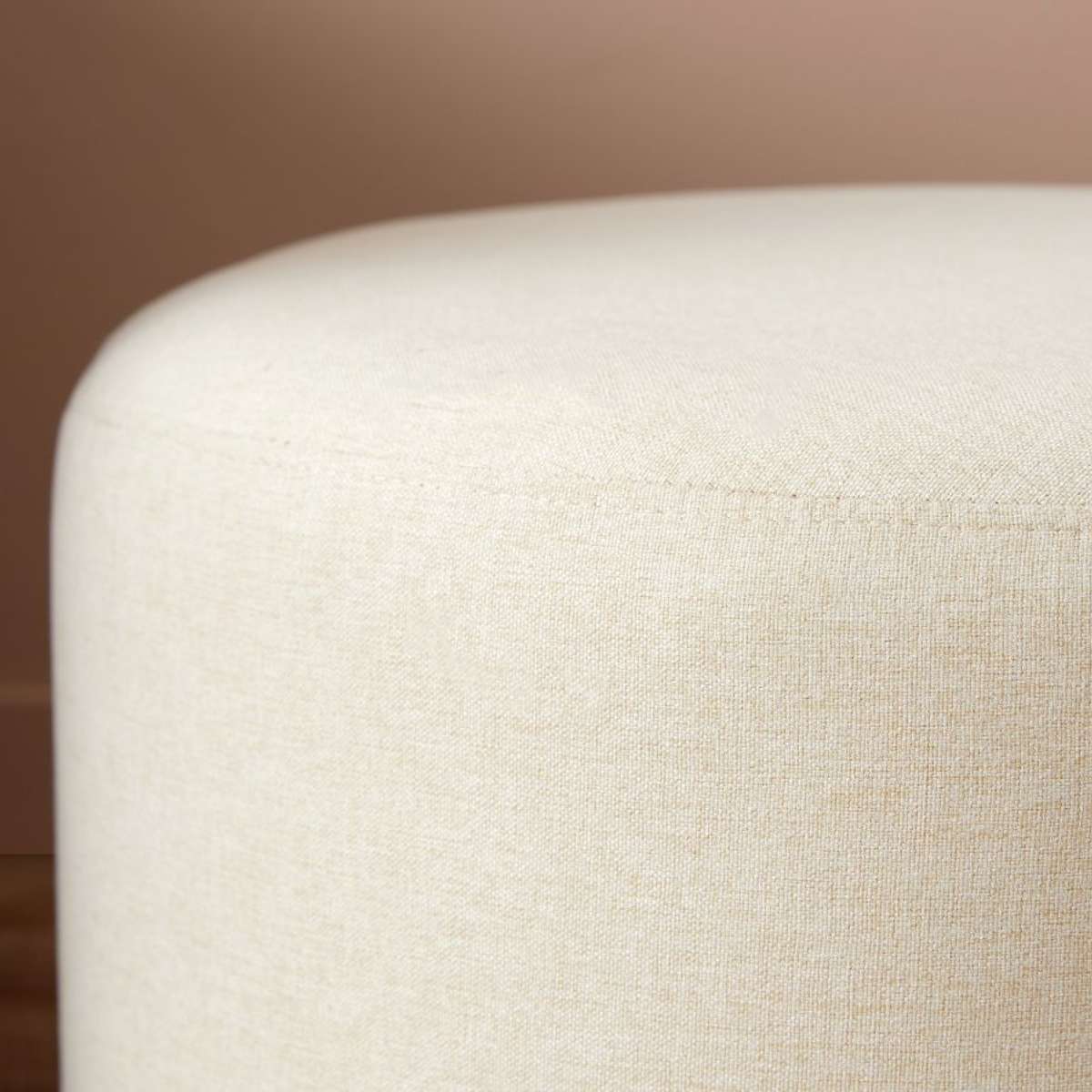 Linen Look Ottoman - Large - Natural