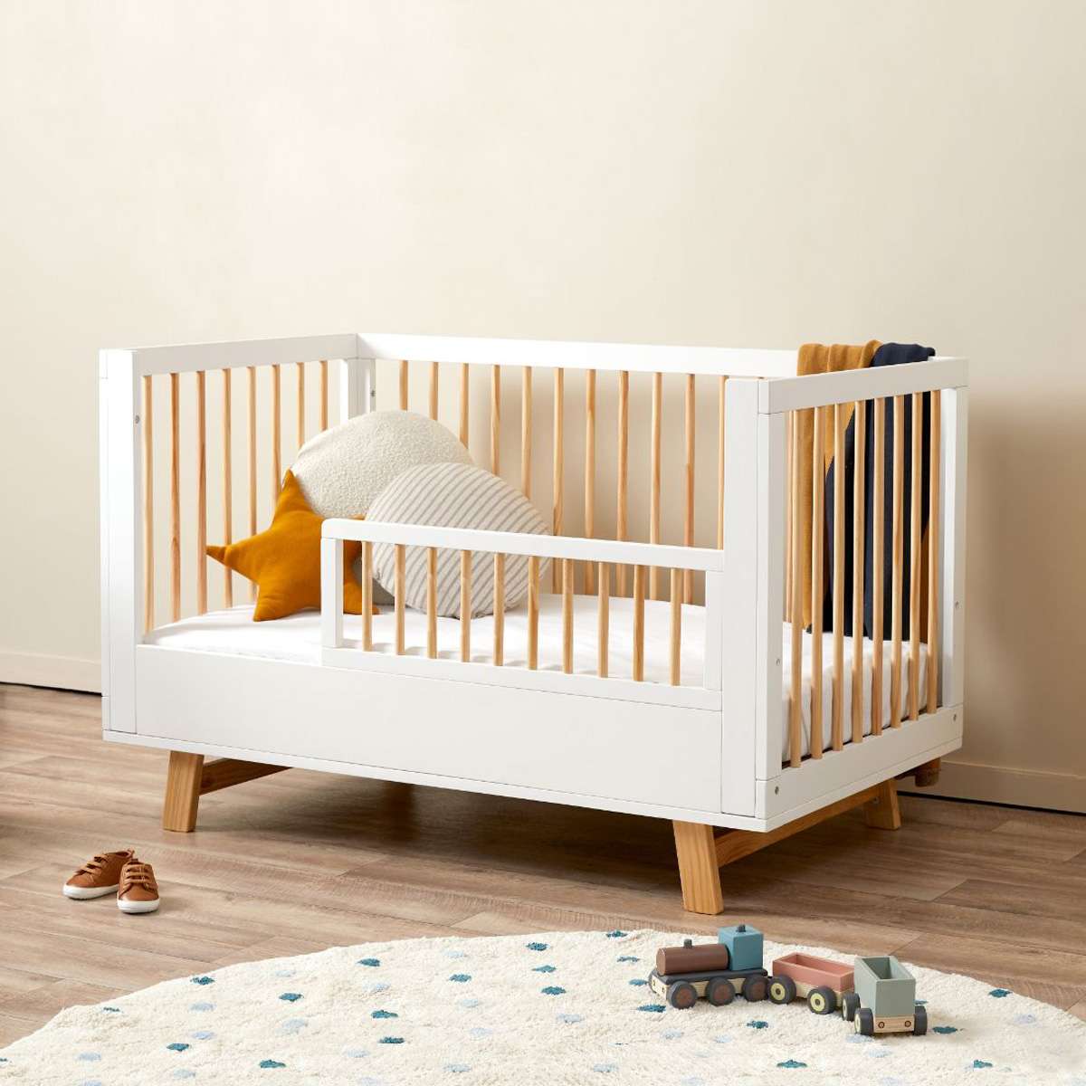 Aspen Cot Toddler Bed Half Frame - White/Natural