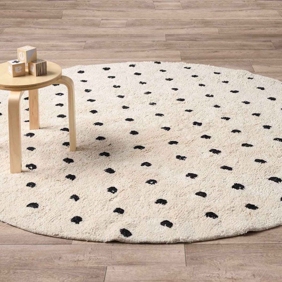 Addy Round Spot Rug - Cream/Black
