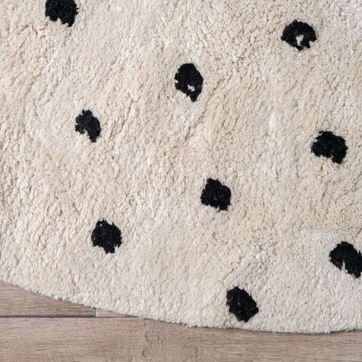 Addy Round Spot Rug - Cream/Black